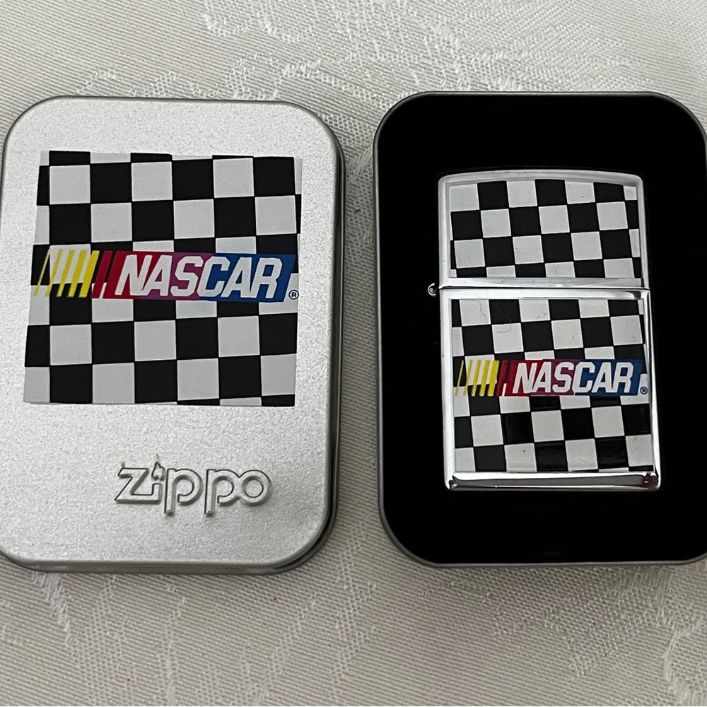 Vintage Collectible NASCAR Checkered Flag Zippo Lighter Unused